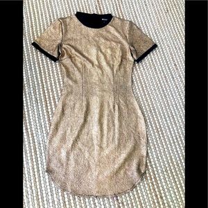 MISGUIDED ROSE GOLD DRESS WITH BLACK TRIM- Size-UK/-US/4